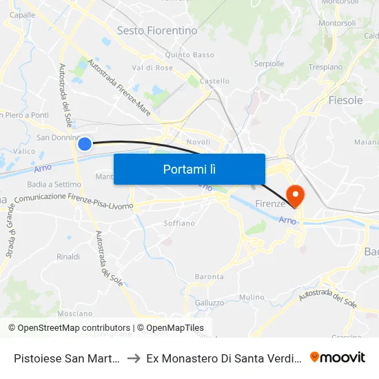 Pistoiese San Martino to Ex Monastero Di Santa Verdiana map