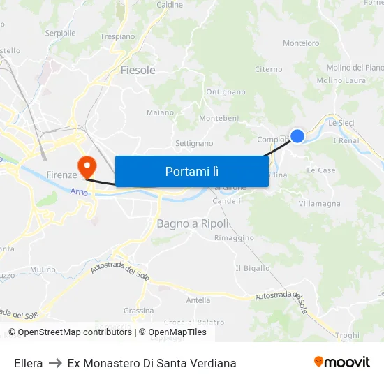 Ellera to Ex Monastero Di Santa Verdiana map