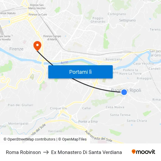 Roma Robinson to Ex Monastero Di Santa Verdiana map
