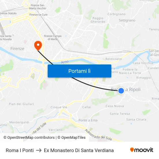 Roma I Ponti to Ex Monastero Di Santa Verdiana map
