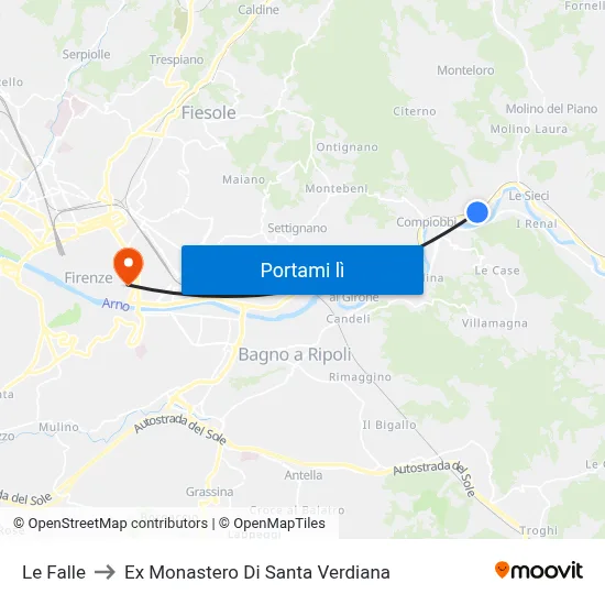 Le Falle to Ex Monastero Di Santa Verdiana map