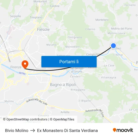 Bivio Molino to Ex Monastero Di Santa Verdiana map