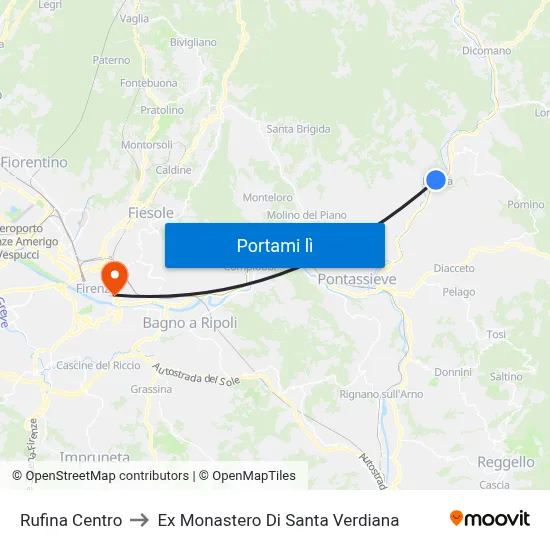 Rufina Centro to Ex Monastero Di Santa Verdiana map