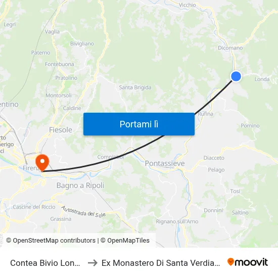 Contea Bivio Londa to Ex Monastero Di Santa Verdiana map
