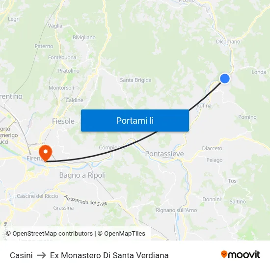 Casini to Ex Monastero Di Santa Verdiana map