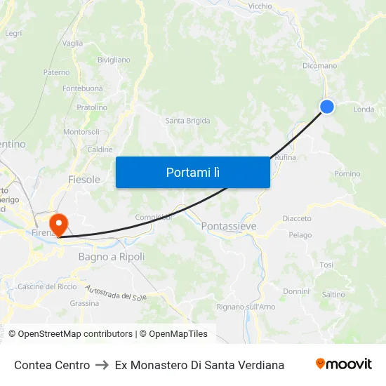 Contea Centro to Ex Monastero Di Santa Verdiana map