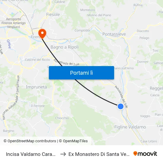 Incisa Valdarno Carabinieri to Ex Monastero Di Santa Verdiana map