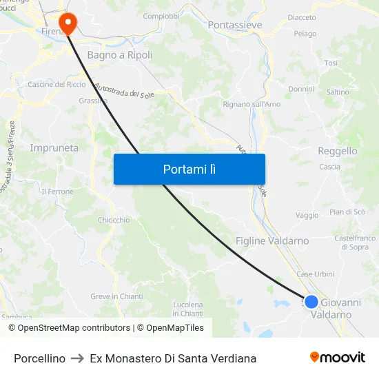 Porcellino to Ex Monastero Di Santa Verdiana map