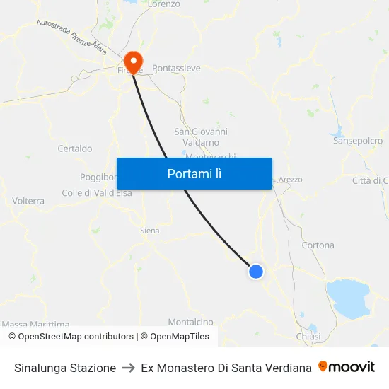 Sinalunga Stazione to Ex Monastero Di Santa Verdiana map