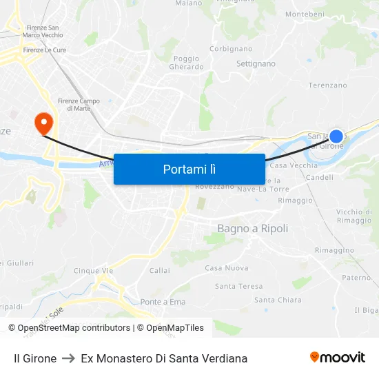Il Girone to Ex Monastero Di Santa Verdiana map