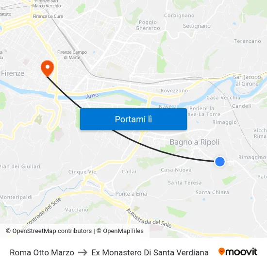 Roma Otto Marzo to Ex Monastero Di Santa Verdiana map