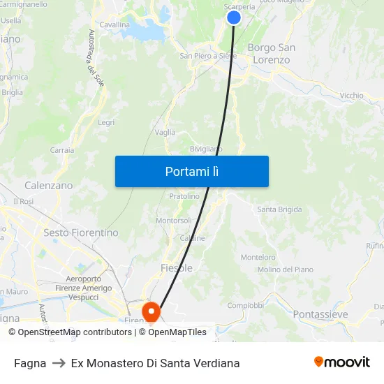 Fagna to Ex Monastero Di Santa Verdiana map