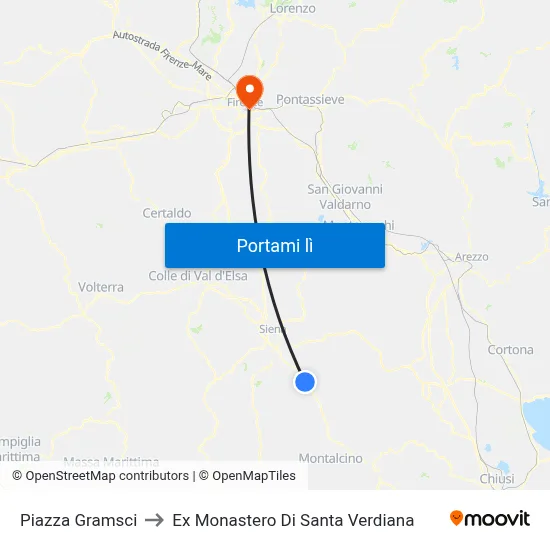 Piazza Gramsci to Ex Monastero Di Santa Verdiana map