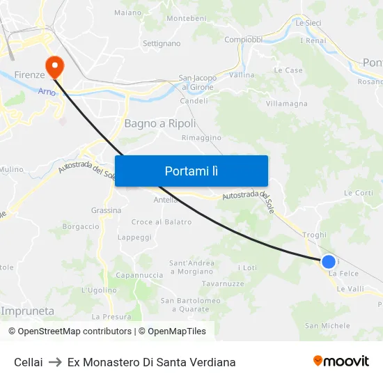 Cellai to Ex Monastero Di Santa Verdiana map