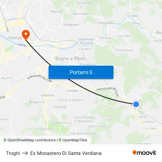 Troghi to Ex Monastero Di Santa Verdiana map