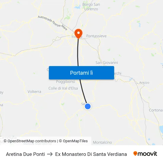 Aretina Due Ponti to Ex Monastero Di Santa Verdiana map