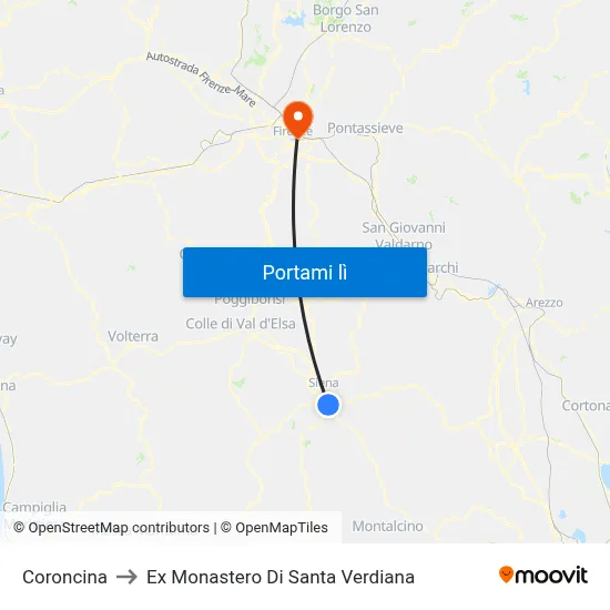 Coroncina to Ex Monastero Di Santa Verdiana map