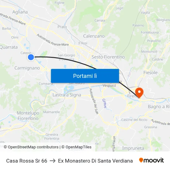 Casa Rossa Sr 66 to Ex Monastero Di Santa Verdiana map
