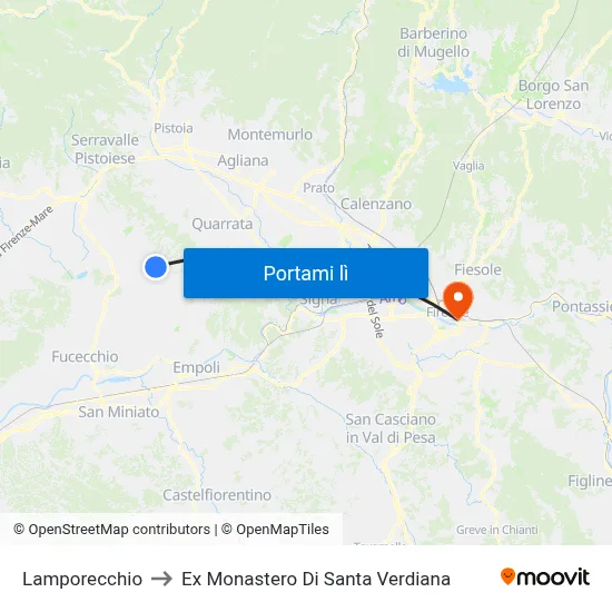 Lamporecchio to Ex Monastero Di Santa Verdiana map