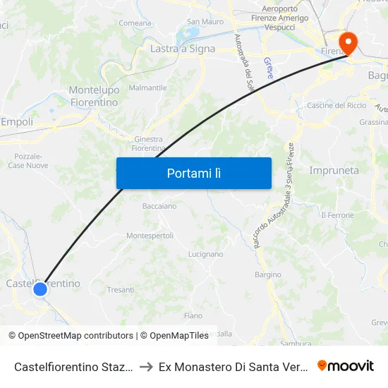 Castelfiorentino Stazione to Ex Monastero Di Santa Verdiana map