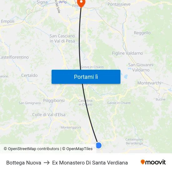 Bottega Nuova to Ex Monastero Di Santa Verdiana map
