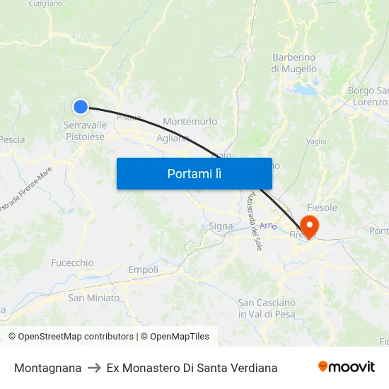 Montagnana to Ex Monastero Di Santa Verdiana map