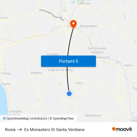Rosia to Ex Monastero Di Santa Verdiana map