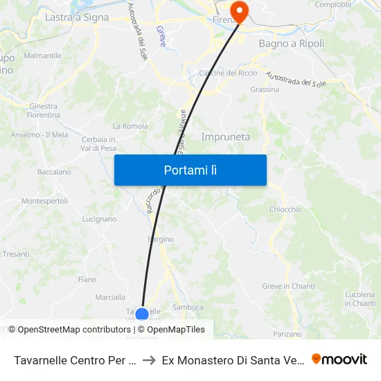 Tavarnelle Centro Per Siena to Ex Monastero Di Santa Verdiana map