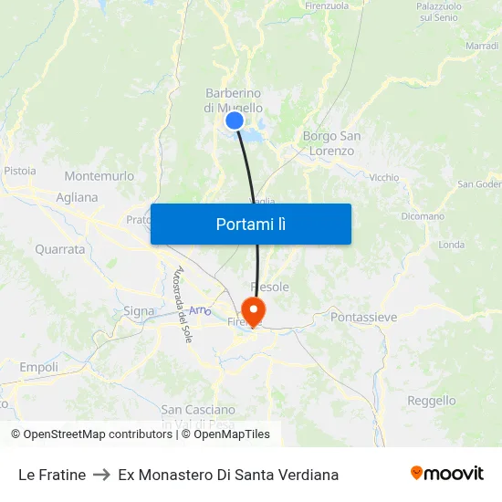 Le Fratine to Ex Monastero Di Santa Verdiana map