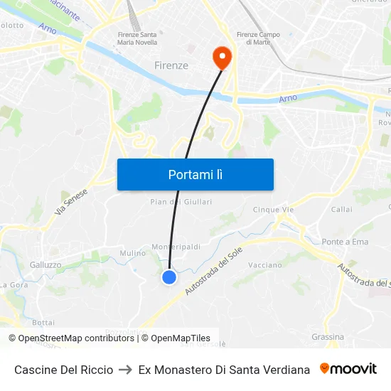 Cascine Del Riccio to Ex Monastero Di Santa Verdiana map