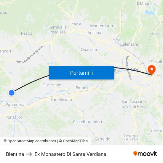 Bientina to Ex Monastero Di Santa Verdiana map
