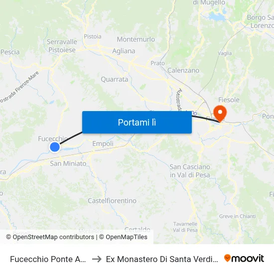 Fucecchio Ponte Arno to Ex Monastero Di Santa Verdiana map