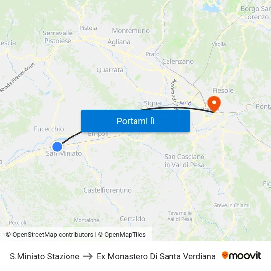 S.Miniato Stazione to Ex Monastero Di Santa Verdiana map