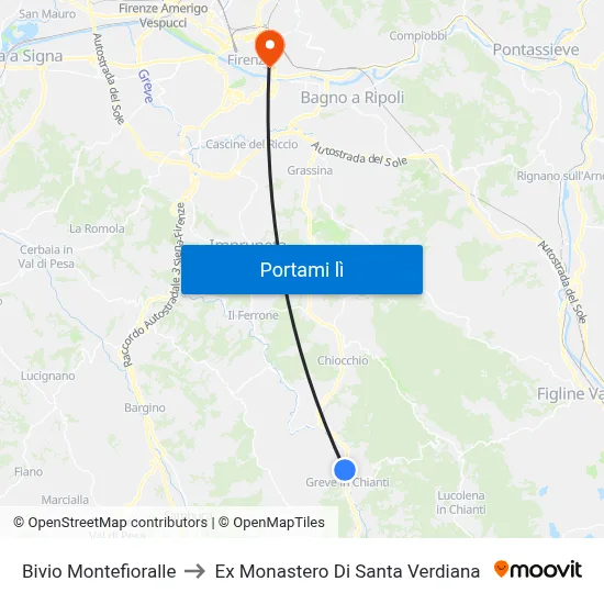 Bivio Montefioralle to Ex Monastero Di Santa Verdiana map