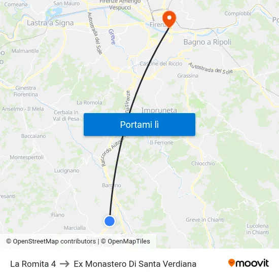 La Romita 4 to Ex Monastero Di Santa Verdiana map