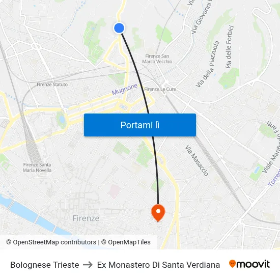 Bolognese Trieste to Ex Monastero Di Santa Verdiana map
