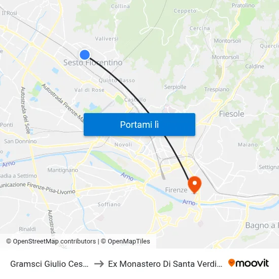 Gramsci Giulio Cesare to Ex Monastero Di Santa Verdiana map