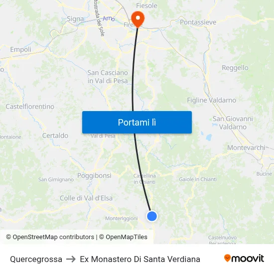 Quercegrossa to Ex Monastero Di Santa Verdiana map
