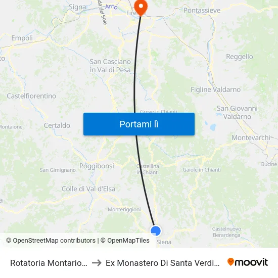 Rotatoria Montarioso to Ex Monastero Di Santa Verdiana map