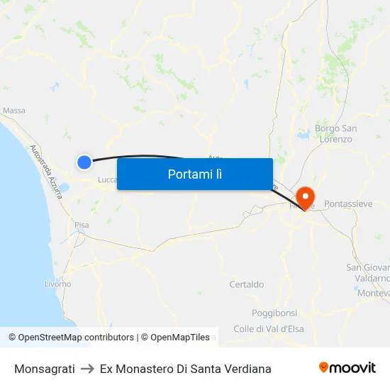 Monsagrati to Ex Monastero Di Santa Verdiana map