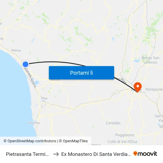 Pietrasanta Terminal to Ex Monastero Di Santa Verdiana map