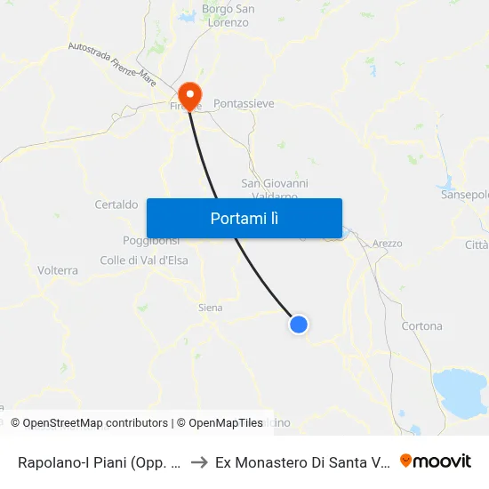 Rapolano-I Piani (Opp. Stadio) to Ex Monastero Di Santa Verdiana map