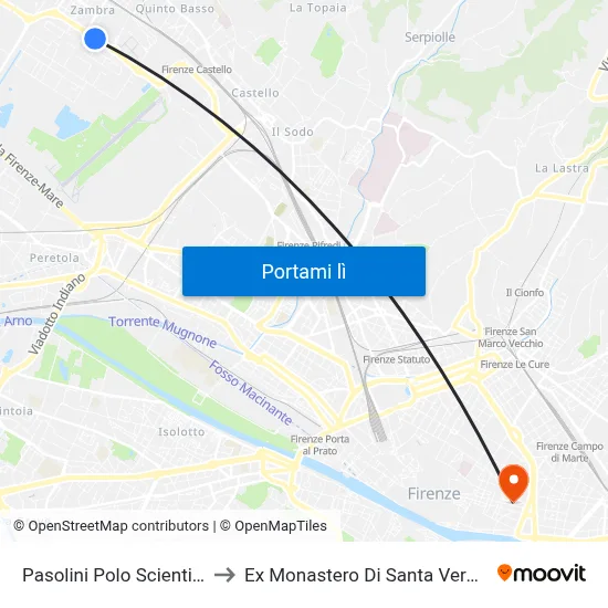 Pasolini Polo Scientifico to Ex Monastero Di Santa Verdiana map