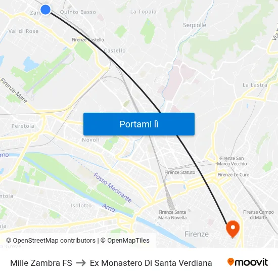 Mille Zambra FS to Ex Monastero Di Santa Verdiana map
