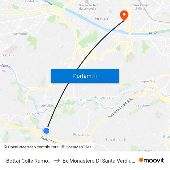 Bottai Colle Ramole to Ex Monastero Di Santa Verdiana map