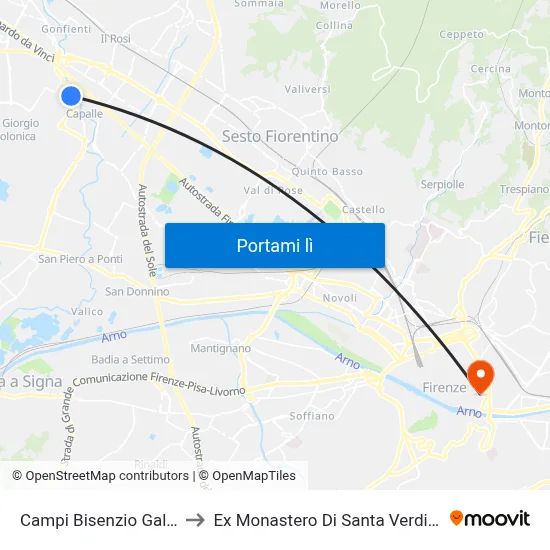 Campi Bisenzio Galilei to Ex Monastero Di Santa Verdiana map
