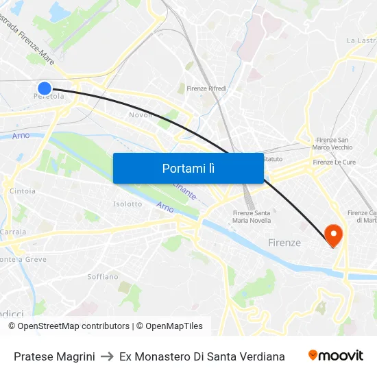 Pratese Magrini to Ex Monastero Di Santa Verdiana map