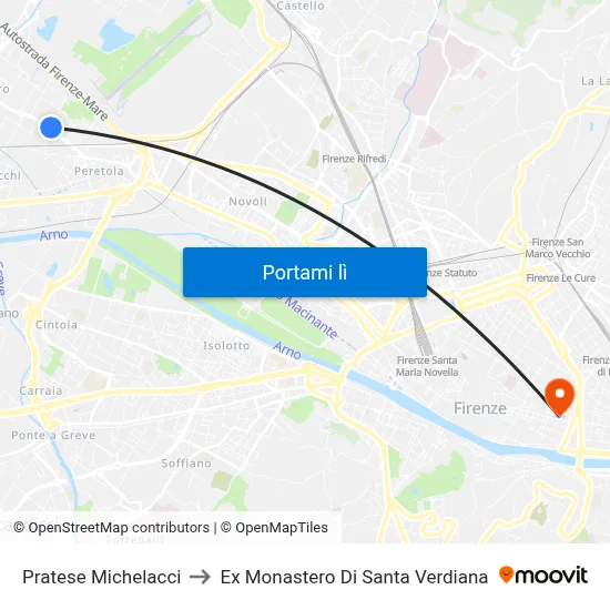Pratese Michelacci to Ex Monastero Di Santa Verdiana map