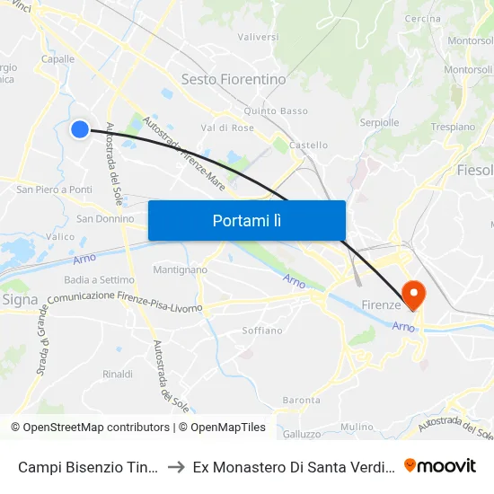 Campi Bisenzio Tintori to Ex Monastero Di Santa Verdiana map