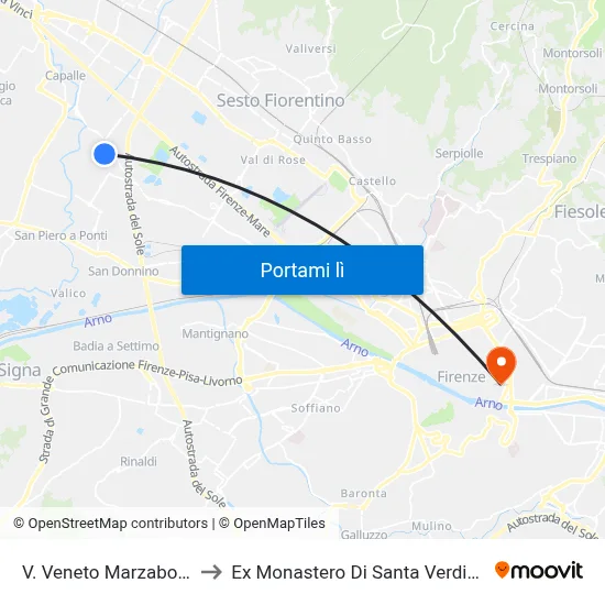 V. Veneto Marzabotto to Ex Monastero Di Santa Verdiana map